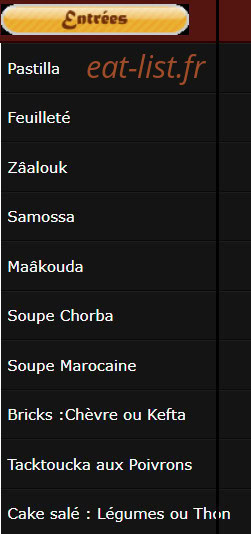 Chez Malika — carte page 1