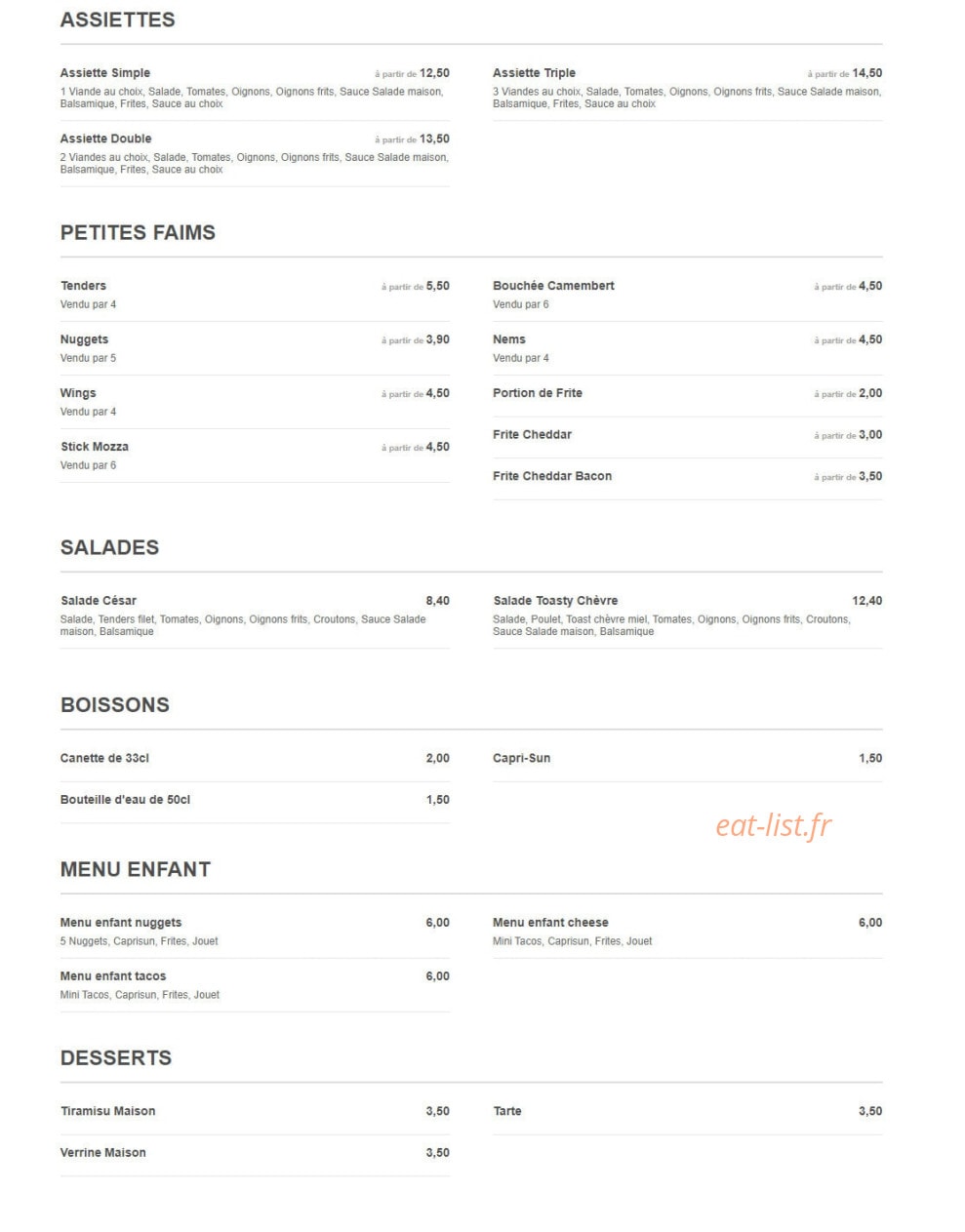 Garden Tacos — carte page 2