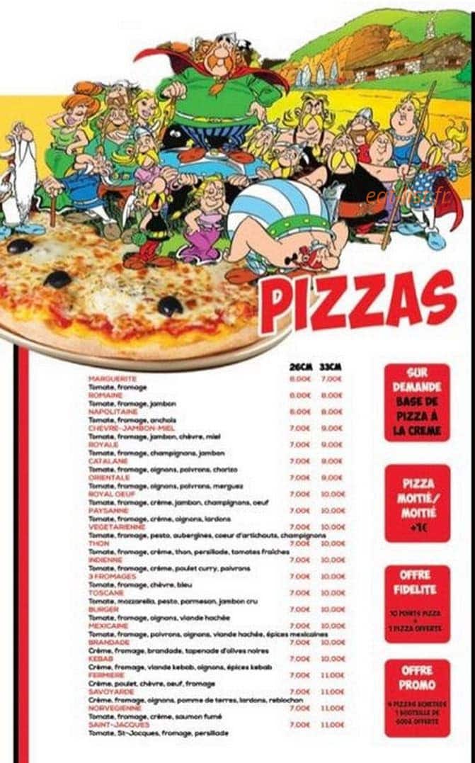 Tovana Pizza — carte page 1