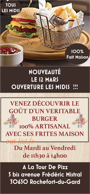 A la tour de Pizz' — carte page 1