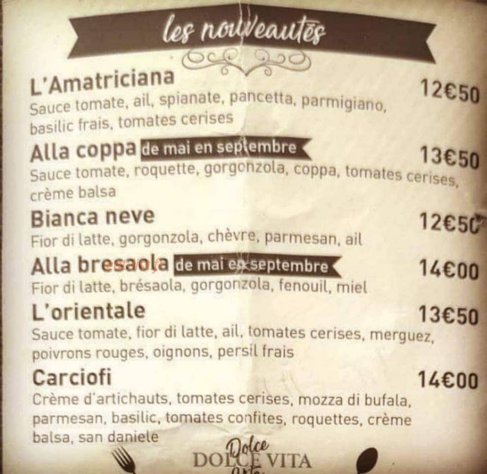 Dolce Vita Pizza — carte page 3