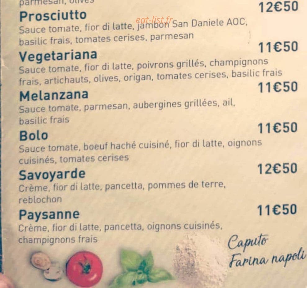 Dolce Vita Pizza — carte page 1