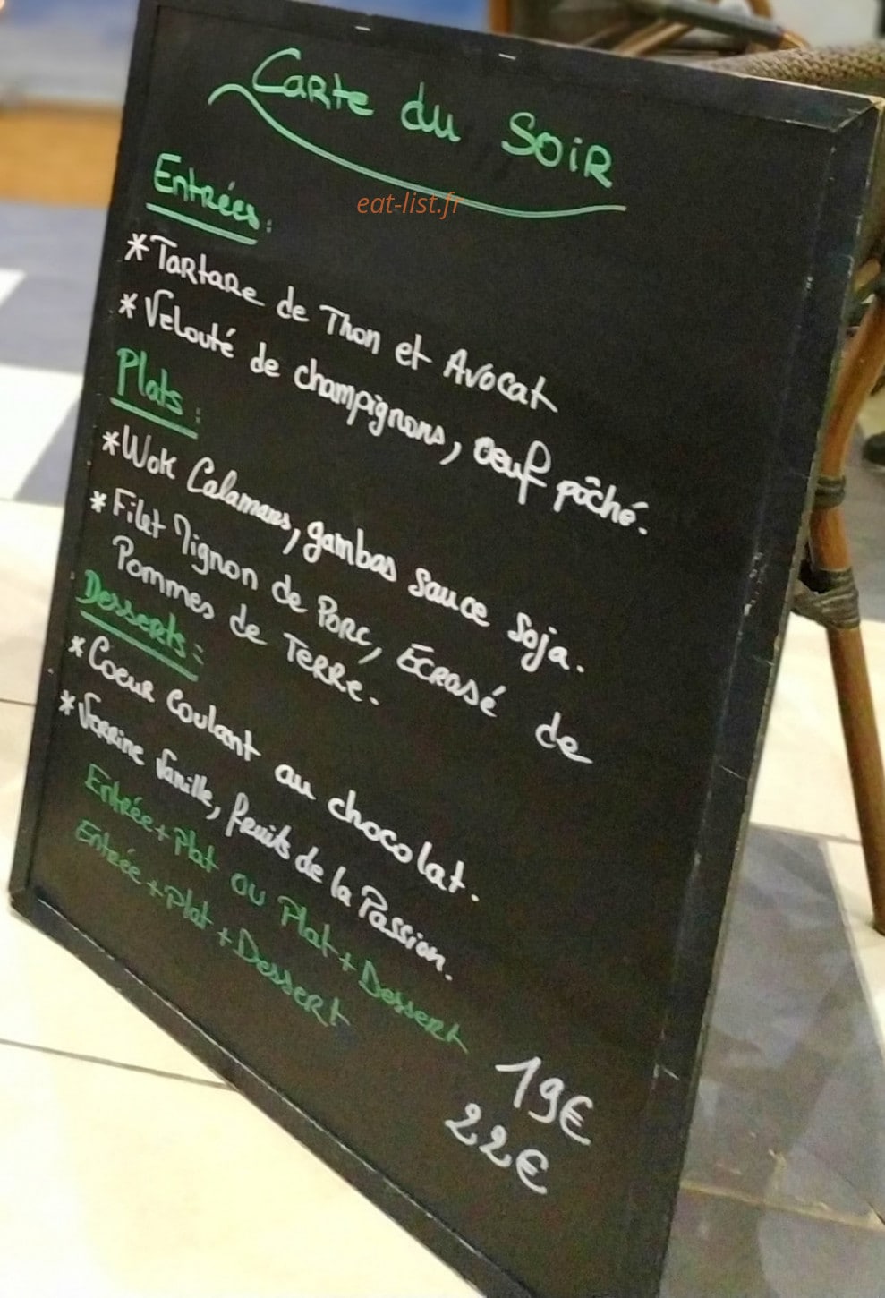 Le Bistrot De Saze — carte page 1