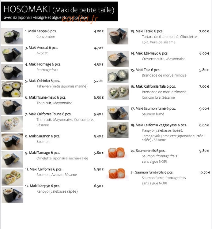 Carte et menu de L'outreterre à Gallargues le Montueux — Les hosomakis