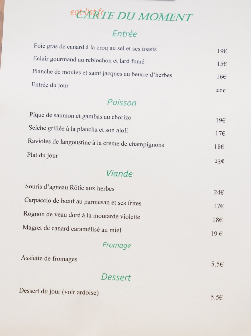 Carte et menu de La Croq Au Sel Sarl à Gallargues le Montueux — Carte du moment