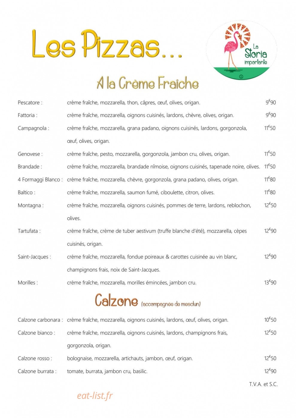 Carte et menu de La Storia importante à Gallargues le Montueux — Les pizzas a la crème fraîche