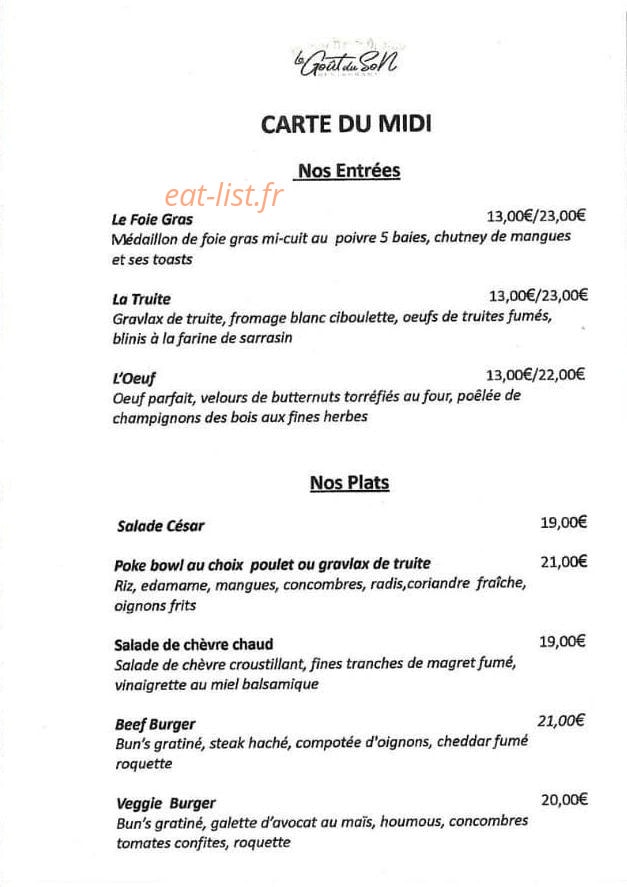 Le Goût du Son — carte page 1