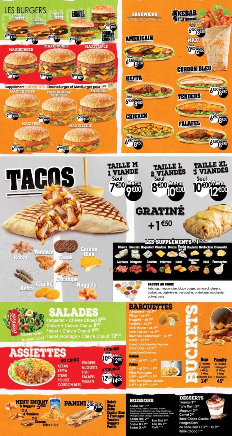 Snack korner — carte page 1