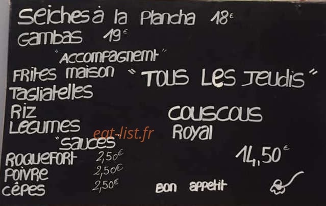 Carte et menu de La grange d'aigues-vives à Aigues Vives — Accompagnement