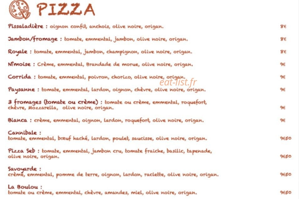 Chez Seb — carte page 1