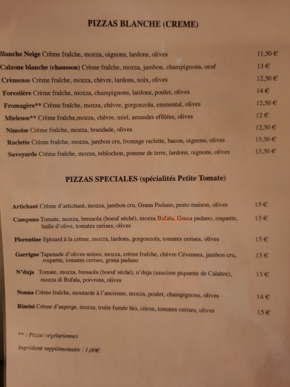 La Petite Tomate — carte page 3