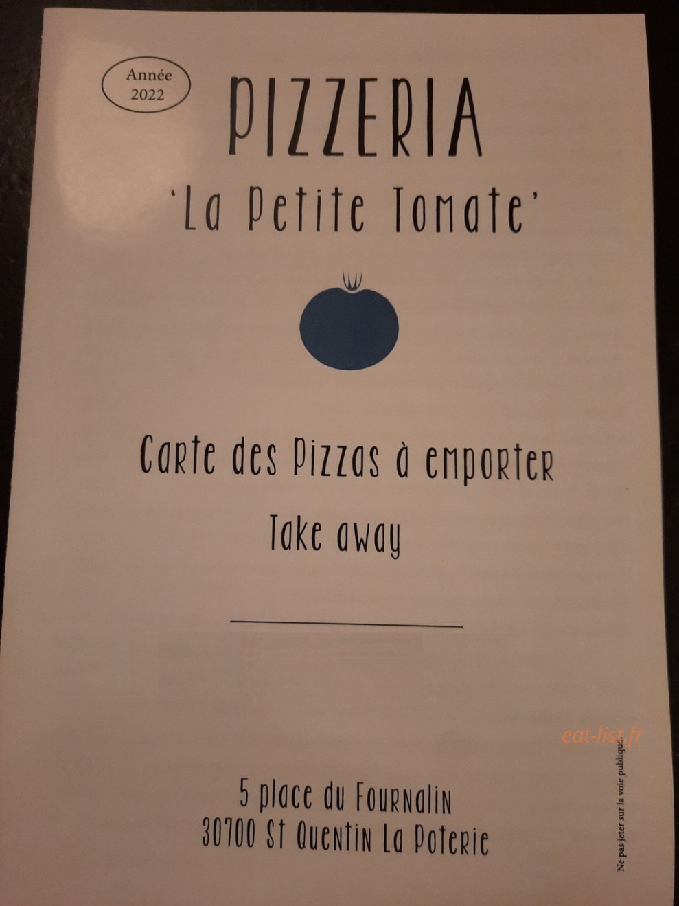 La Petite Tomate — carte page 1