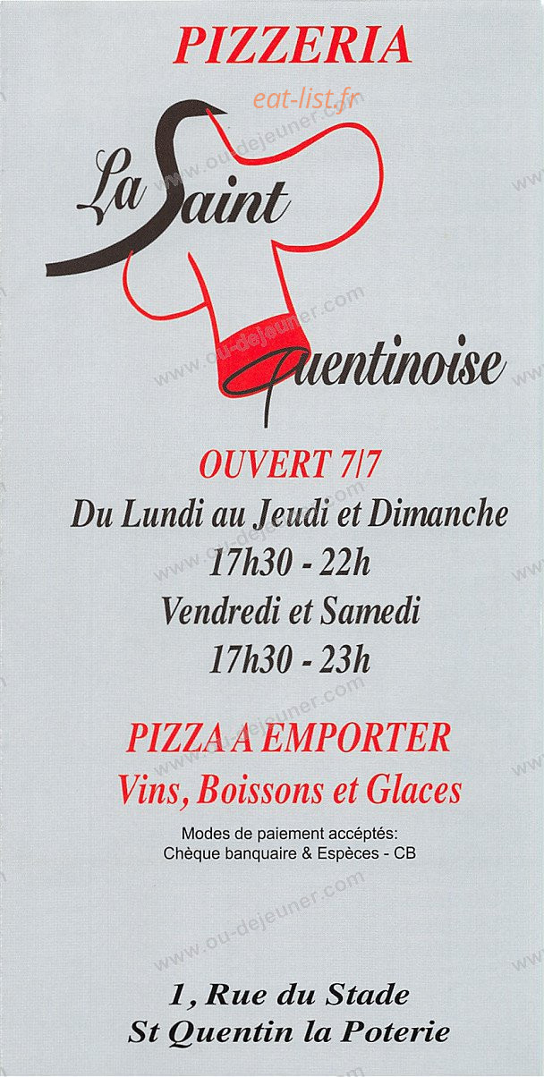 Carte et menu la saint quentinoise Saint quentin