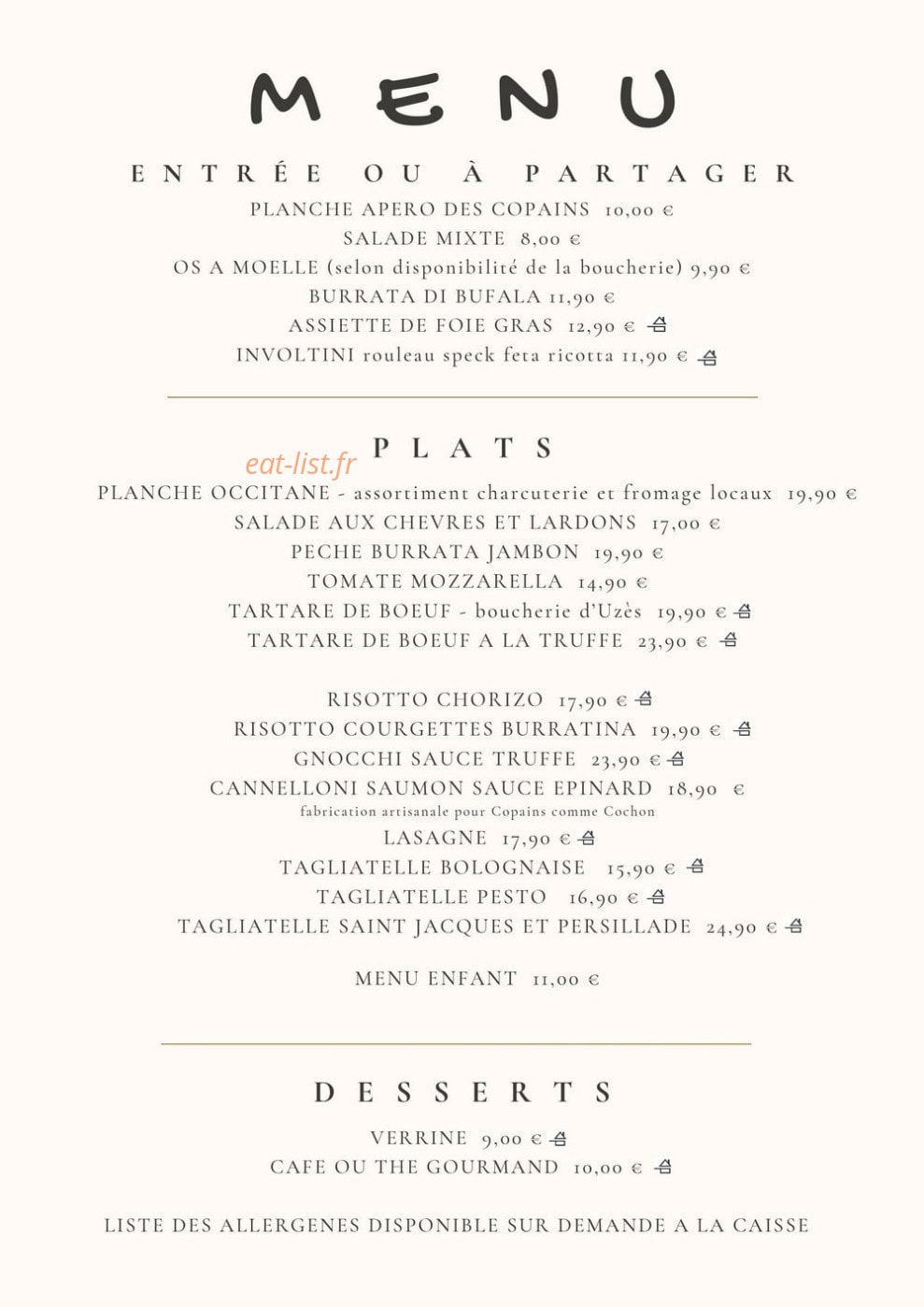 Copains Comme cochon — carte page 1