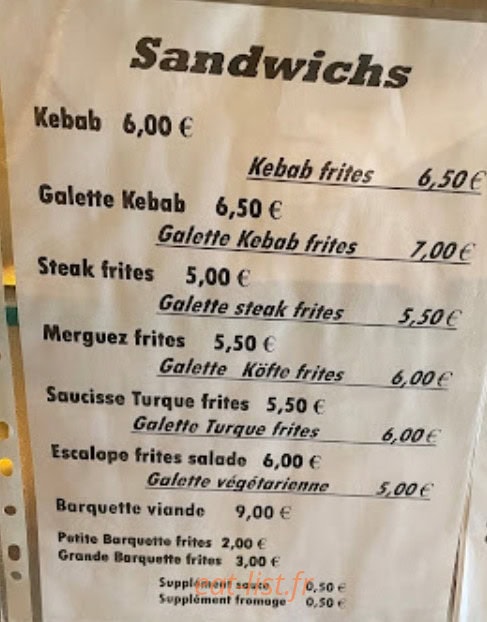 Istanbul Kebab — carte page 1