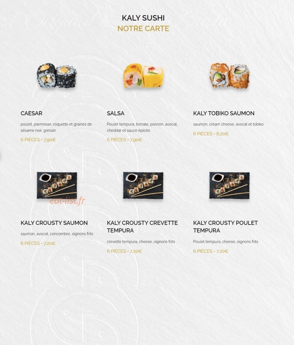 Kaly Sushi — carte page 14
