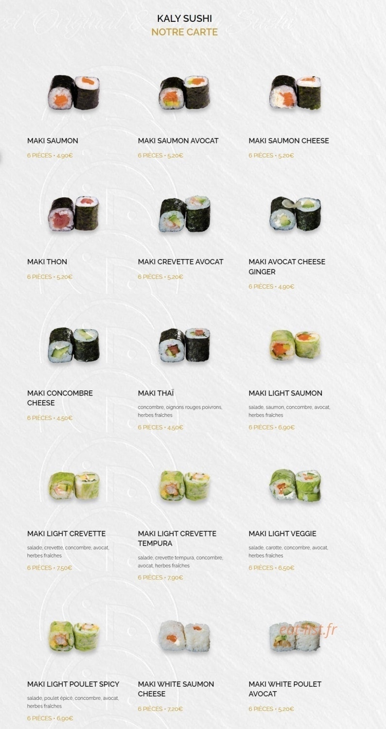 Kaly Sushi — carte page 11