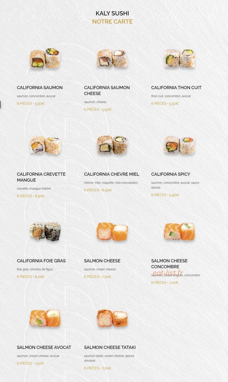 Kaly Sushi — carte page 12