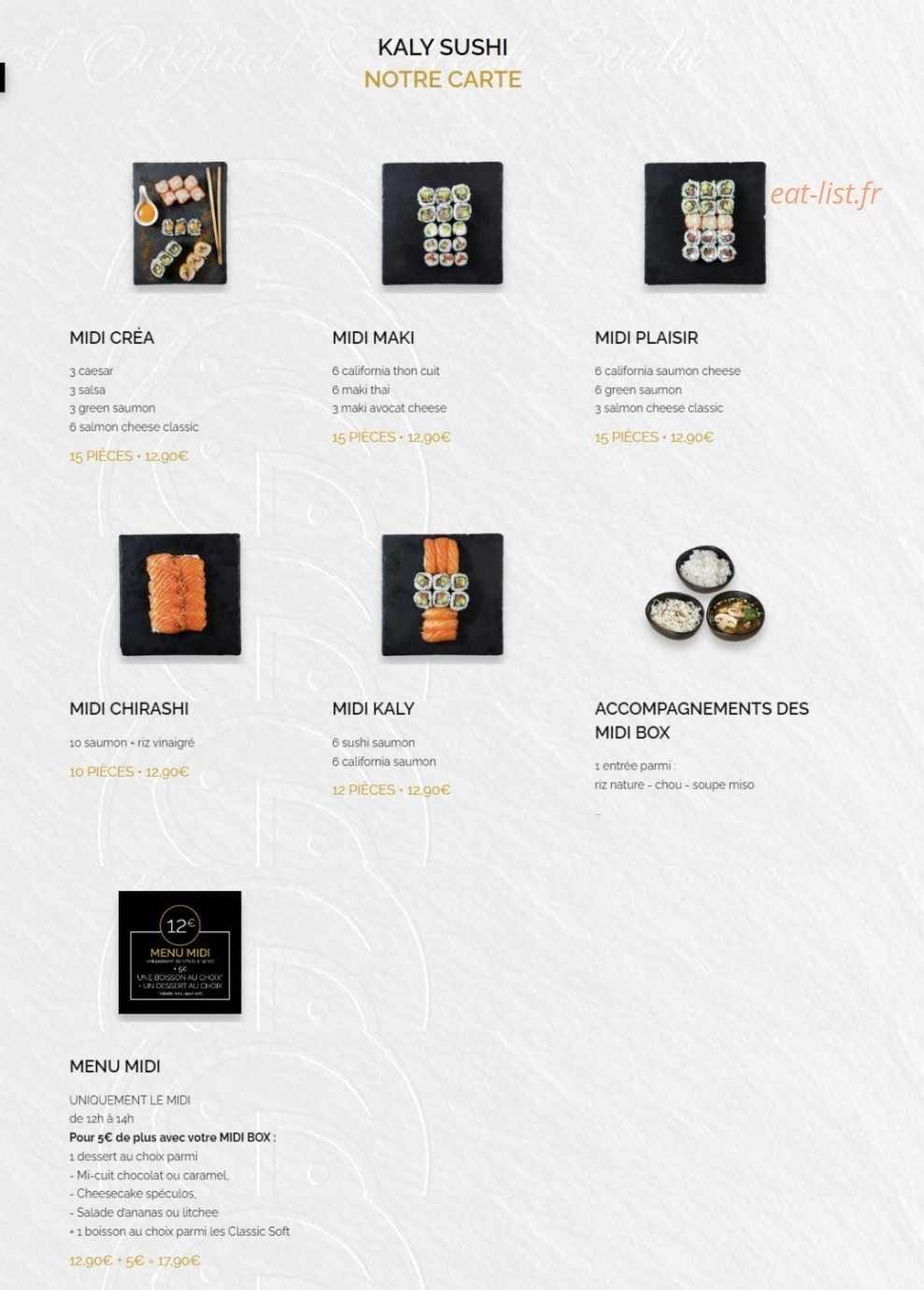 Kaly Sushi — carte page 1