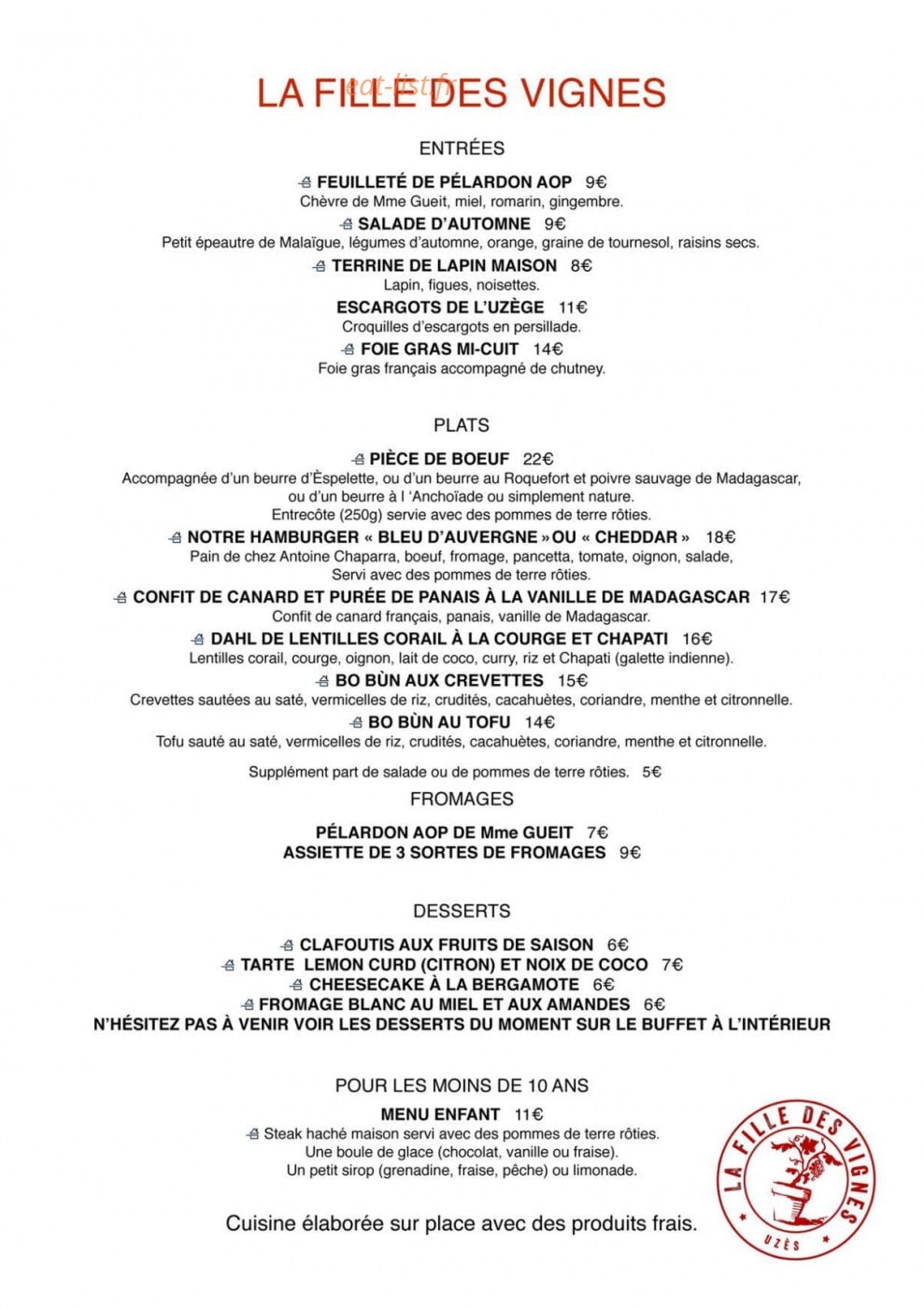 La Fille des Vignes — carte page 1