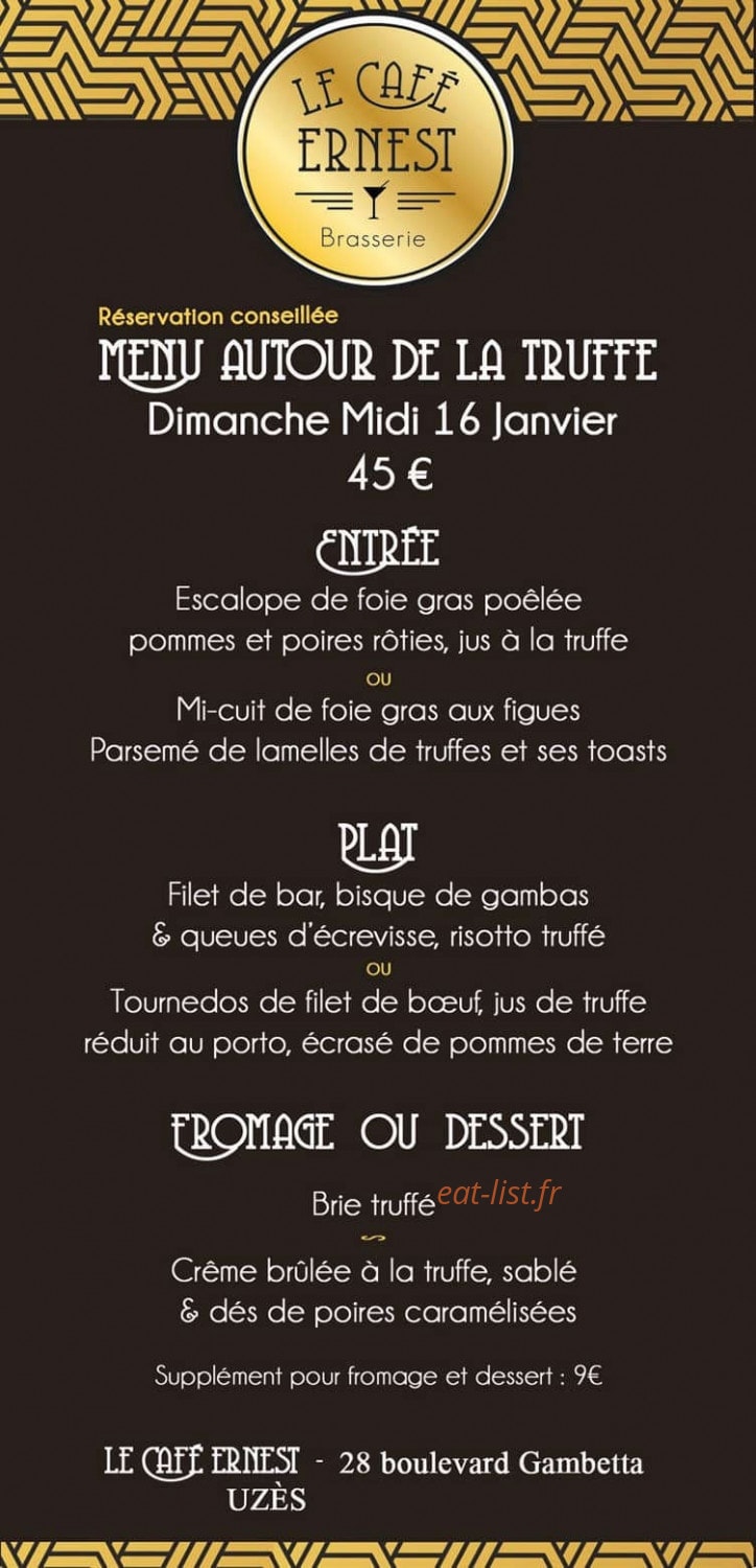 Le Café Ernest — carte page 1