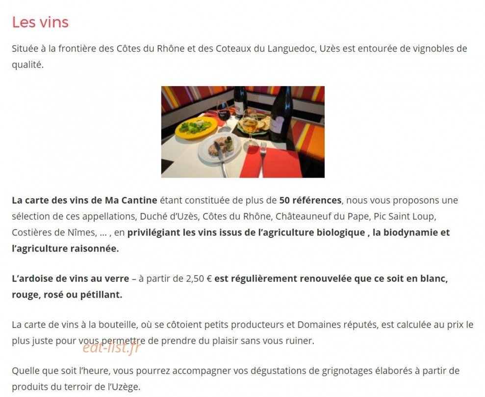 Ma Cantine — carte page 2