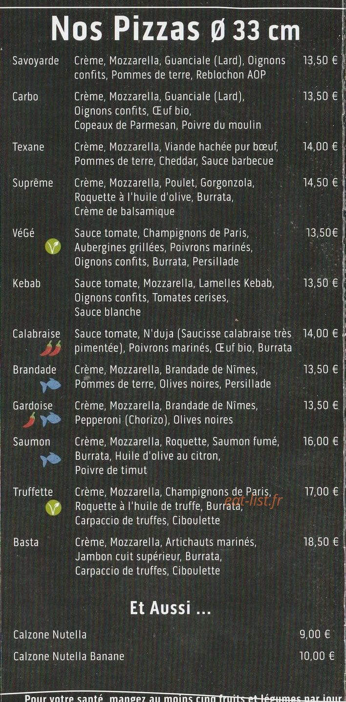 Pizza et Basta — carte page 2