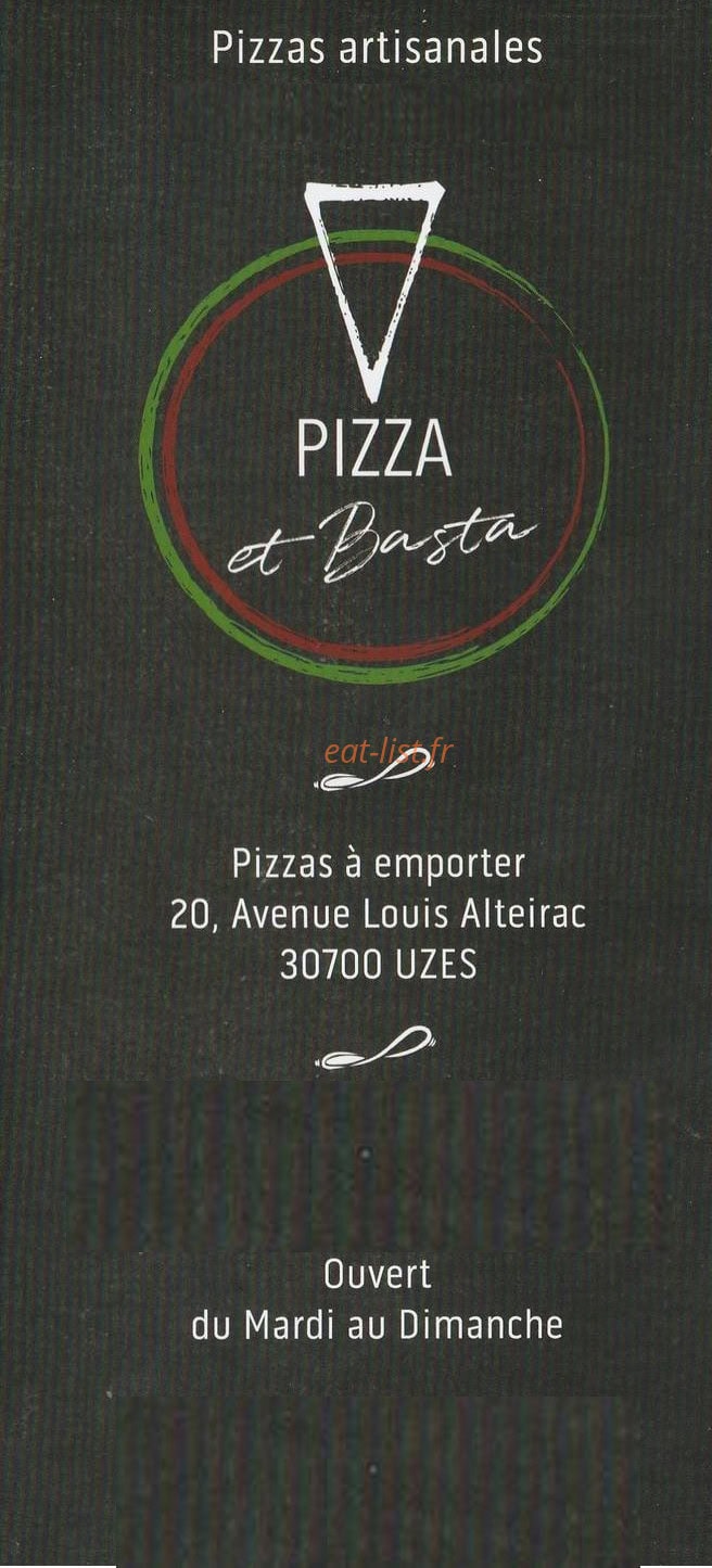 Pizza et Basta — carte page 1