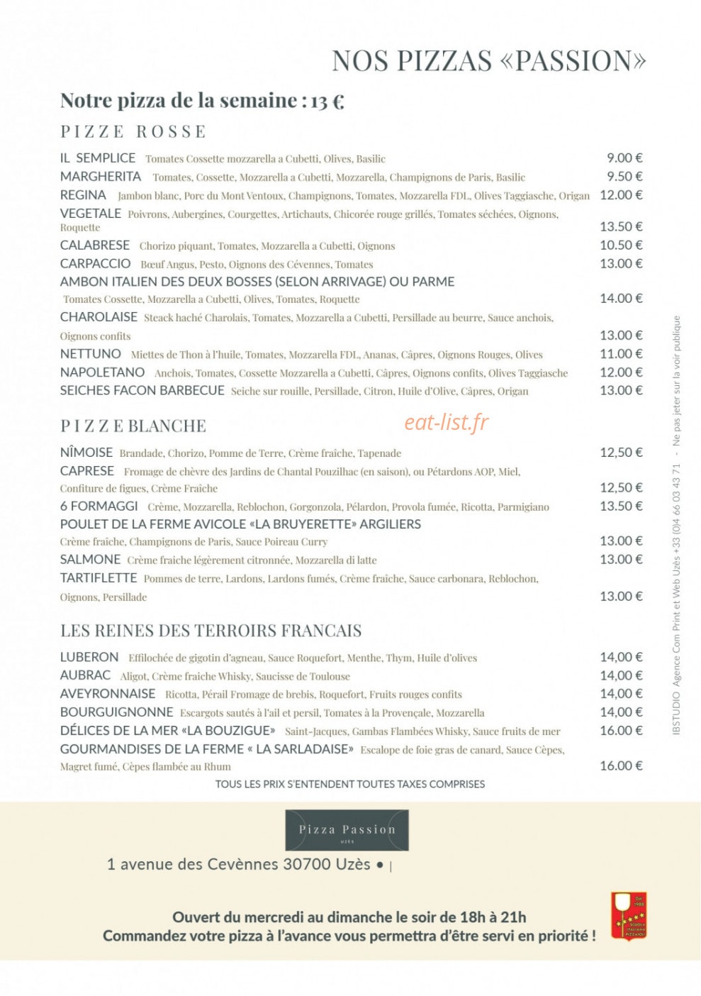 Pizza passion — carte page 2