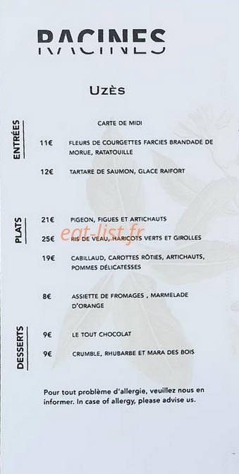 Racines — carte page 1