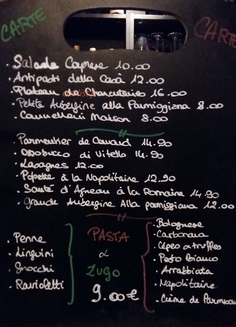 Trattoria Bettino et Bettina — carte page 1