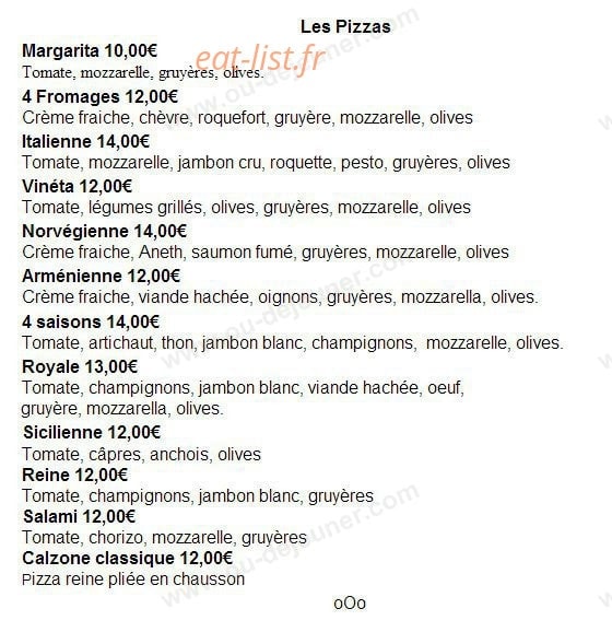 Vieux Café d'Aniathazze — carte page 1