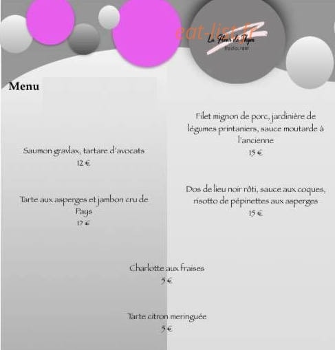 La Fleur de Thym — carte page 2