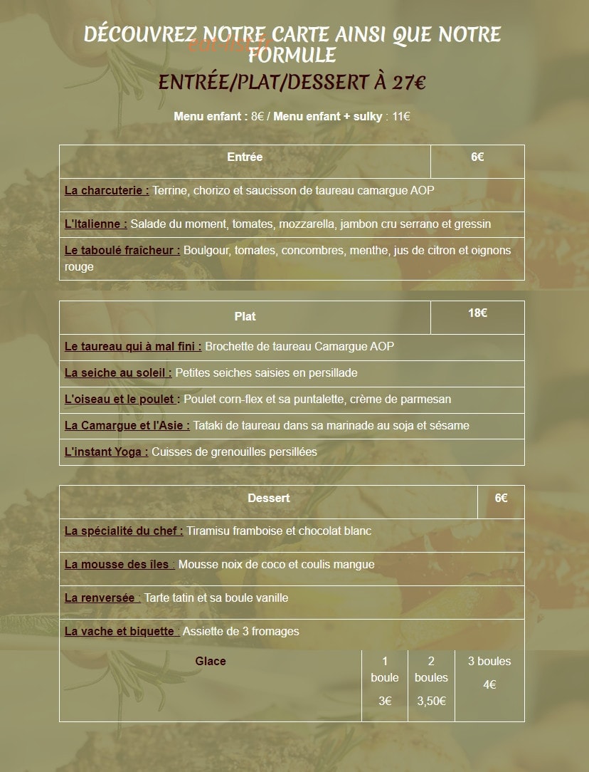 L'Assiette Camarguaise — carte page 1