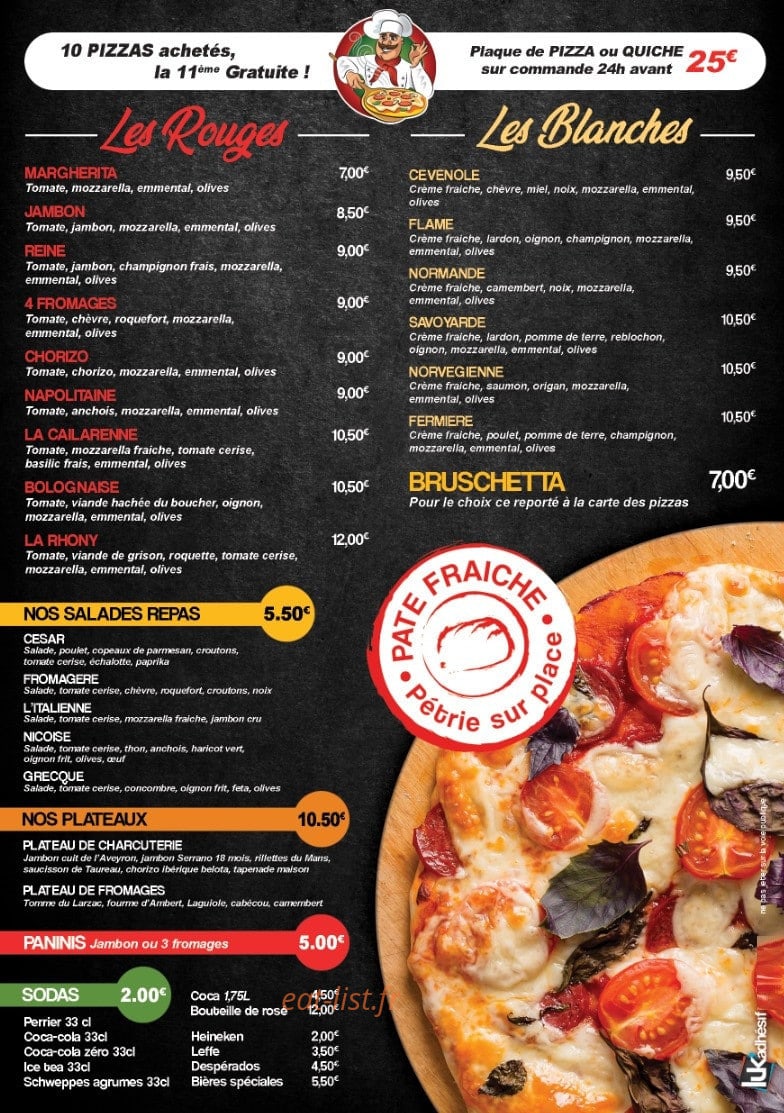Pizzeria du rhony — carte page 2
