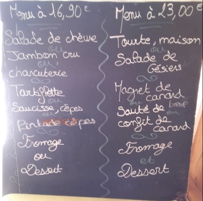 Carte et menu de Auberge du Bonheur à Saint-Sauveur-Camprieu — Le menu 16.90€, menu à 23€