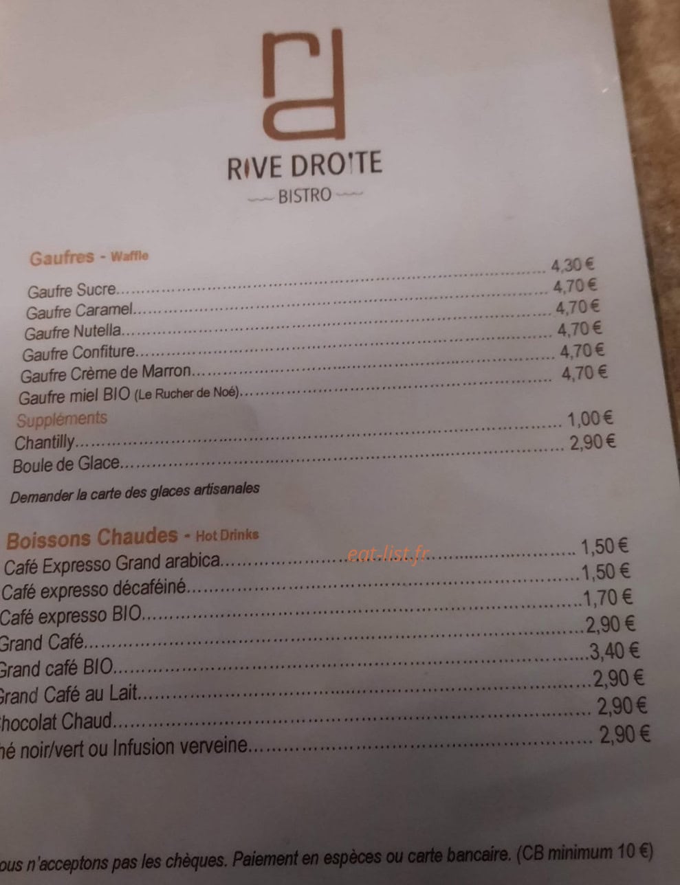 Bistro Rive Droite — carte page 1