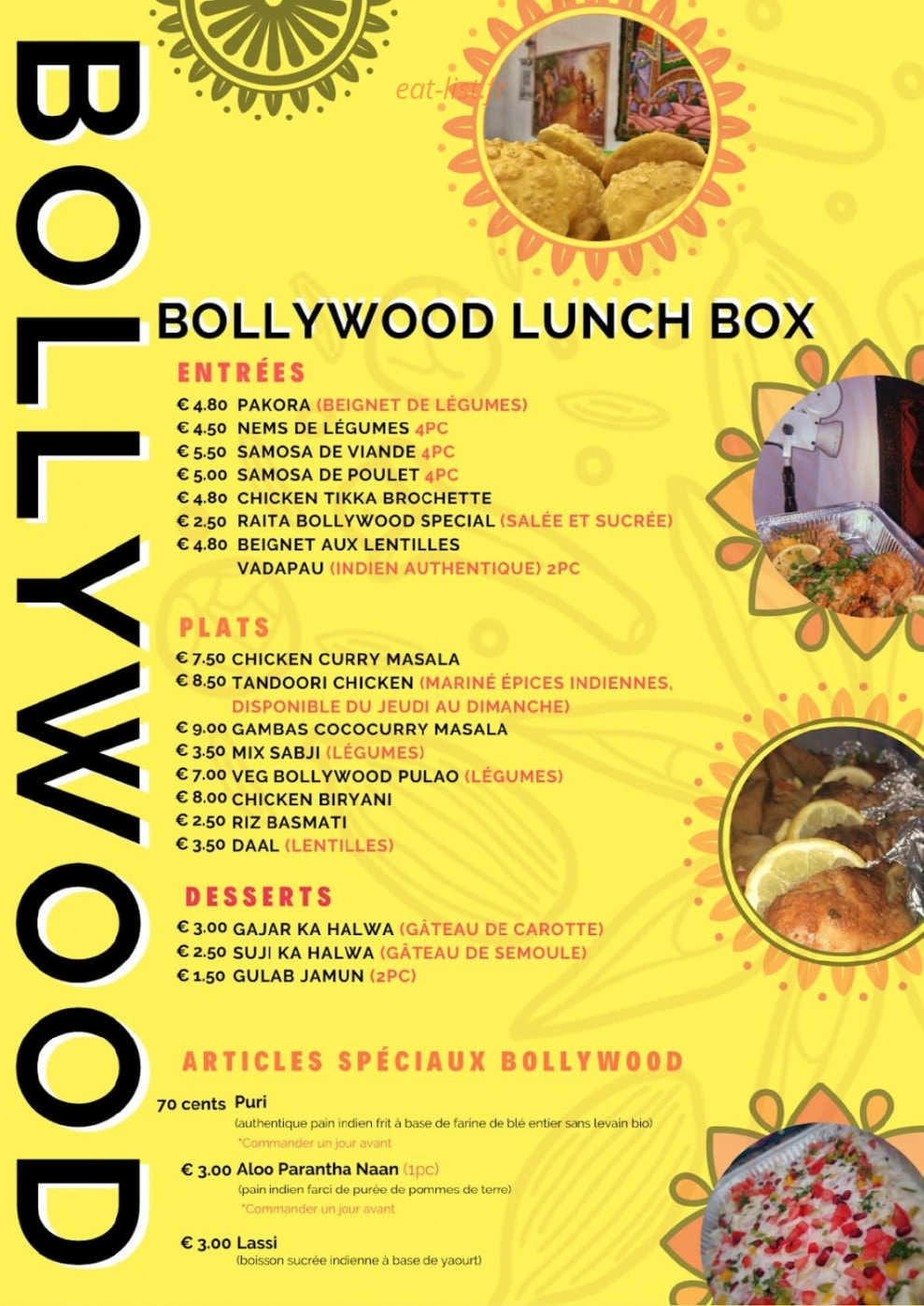 Bollywood Lunch Box — carte page 1