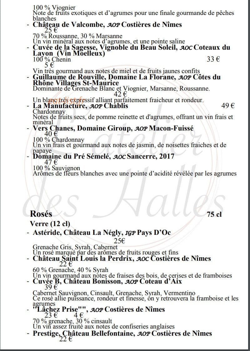 L'atelier des Halles — carte page 6