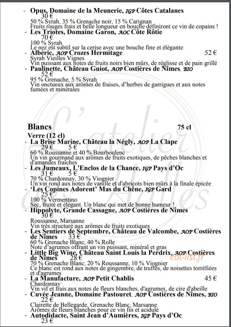 L'atelier des Halles — carte page 5