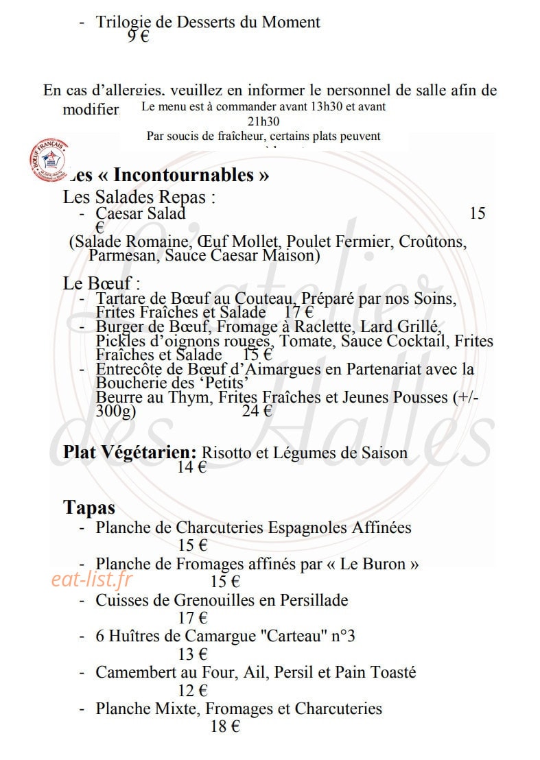 L'atelier des Halles — carte page 2