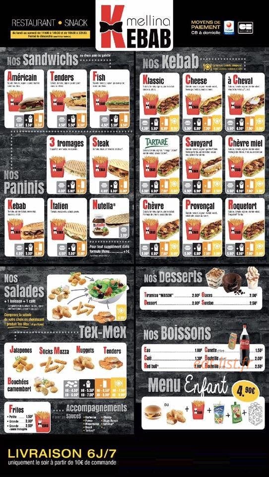 Mellina Kebab — carte page 1