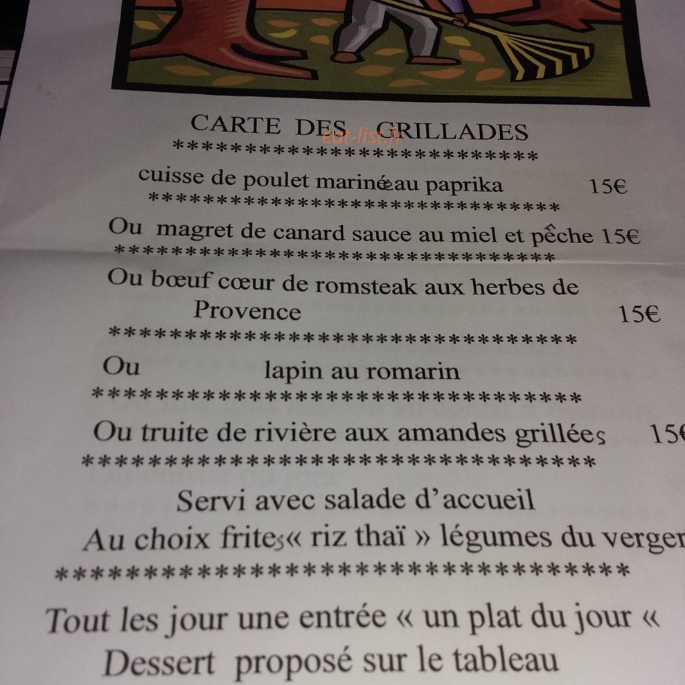 Auberge Des Garrigues — carte page 1