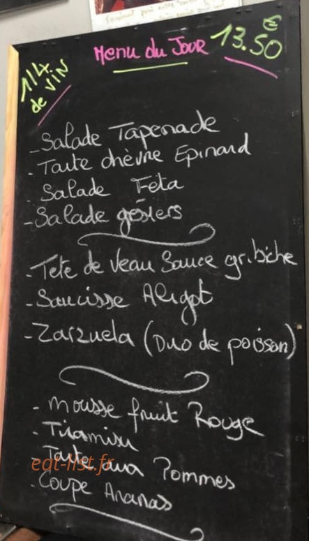 Cafe Du Jet d'eau — carte page 1
