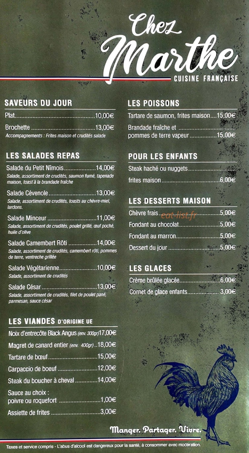 Chez Marthe — carte page 1