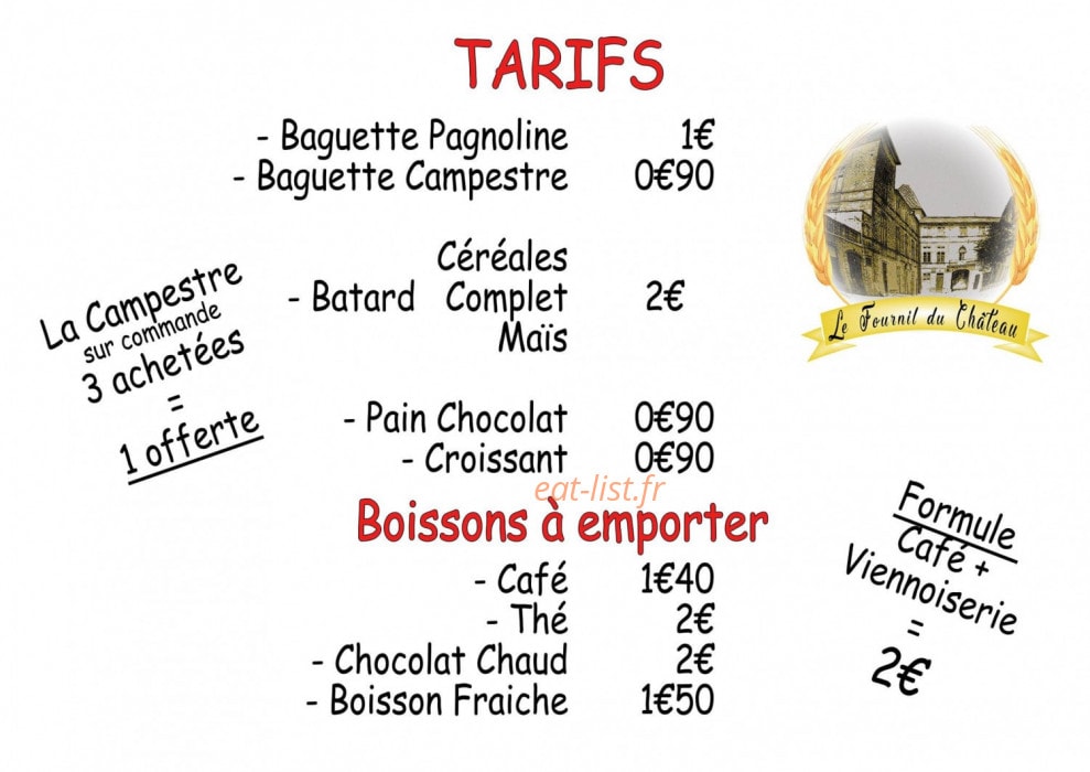 Le Fournil du Château — carte page 1