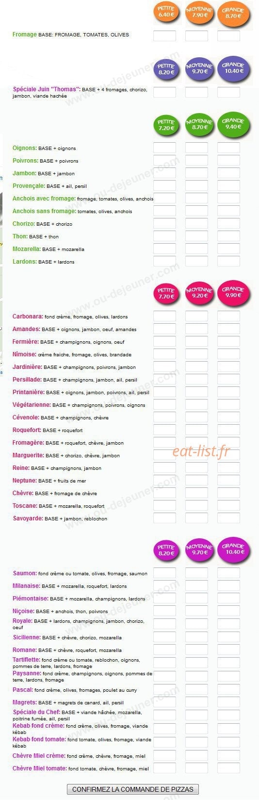 Pizza Vaunage — carte page 1