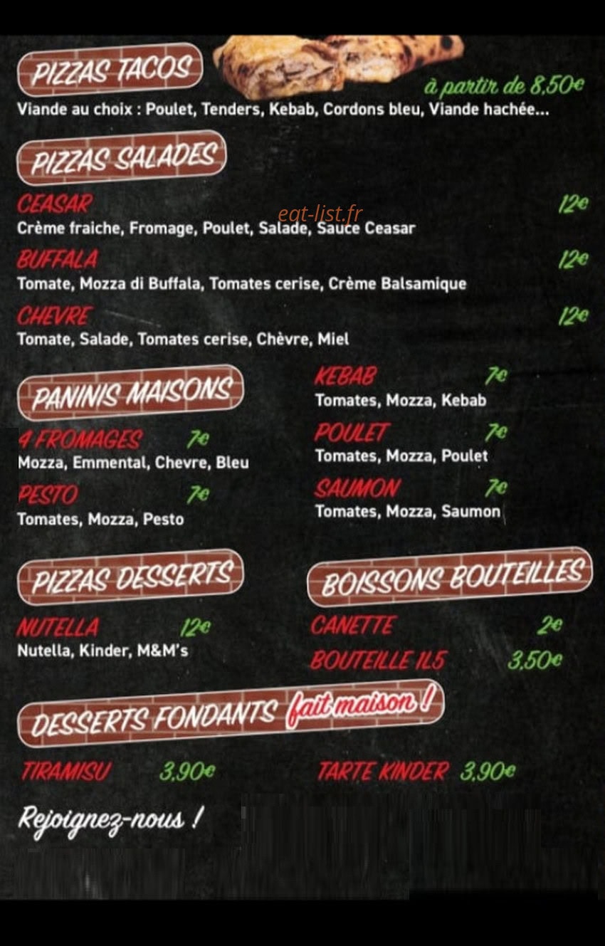 Bar à pizzas — carte page 4