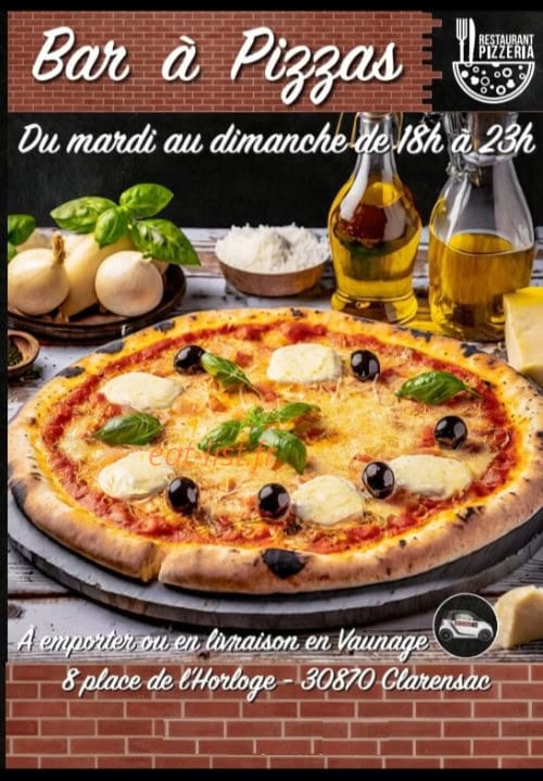 Bar à pizzas — carte page 1
