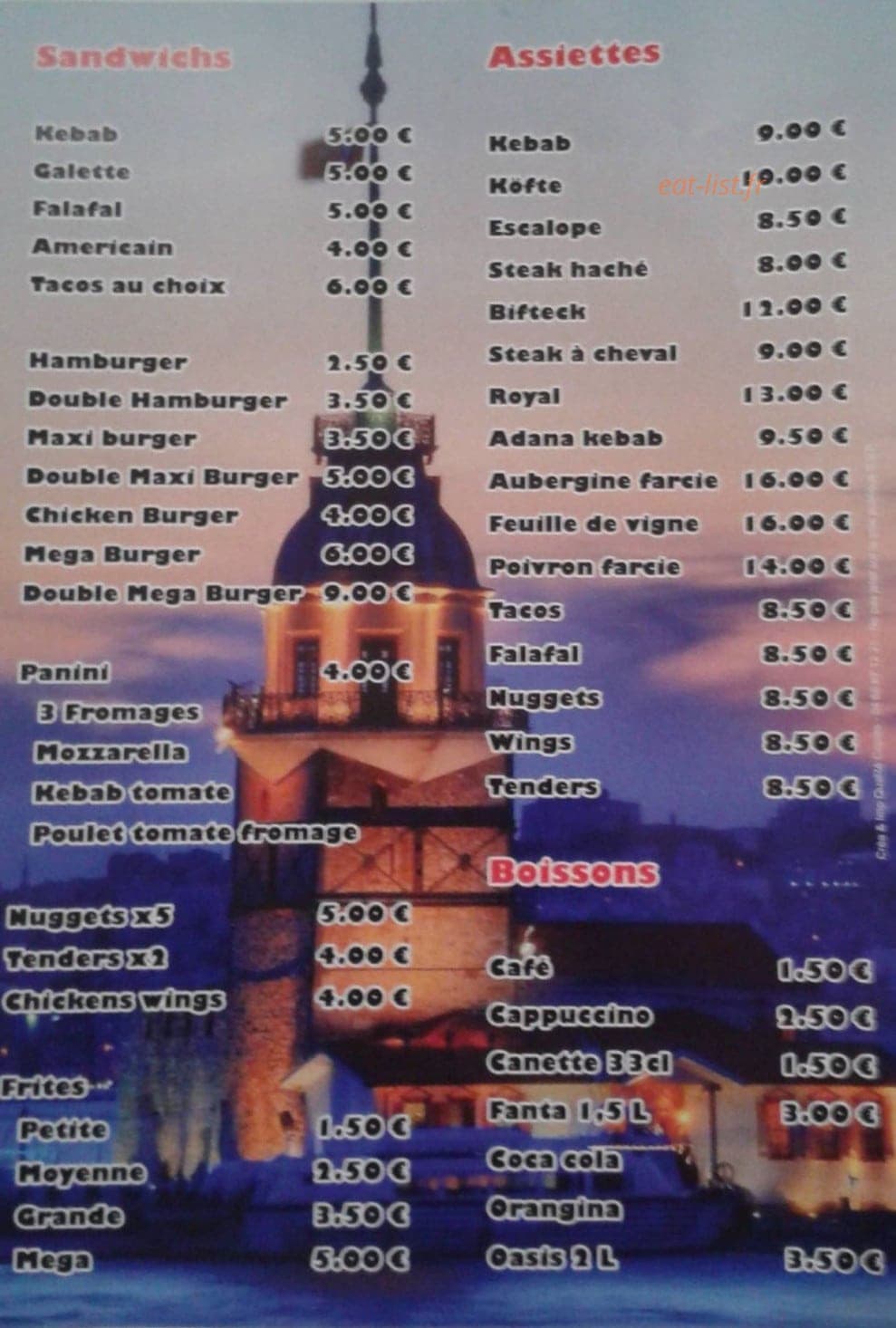 Kebab des arenes — carte page 1